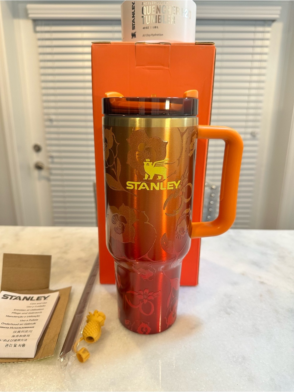 Stanley Unique KAROL  G Floral Orange & Gold Limited Edition 40oz Tumbler
